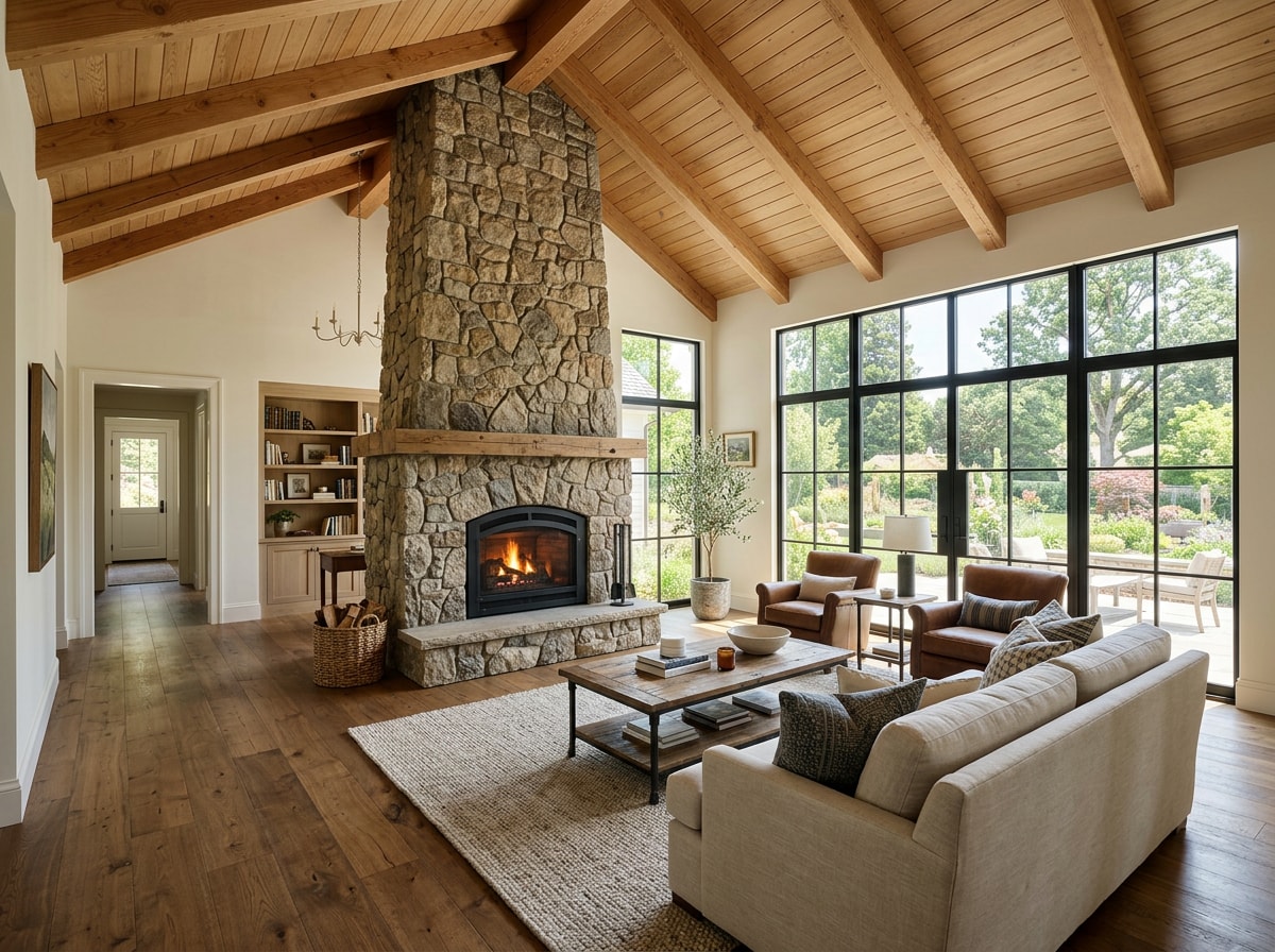 Finished family room addition with vaulted ceiling, large windows, and matched flooring in a McKinney, TX home