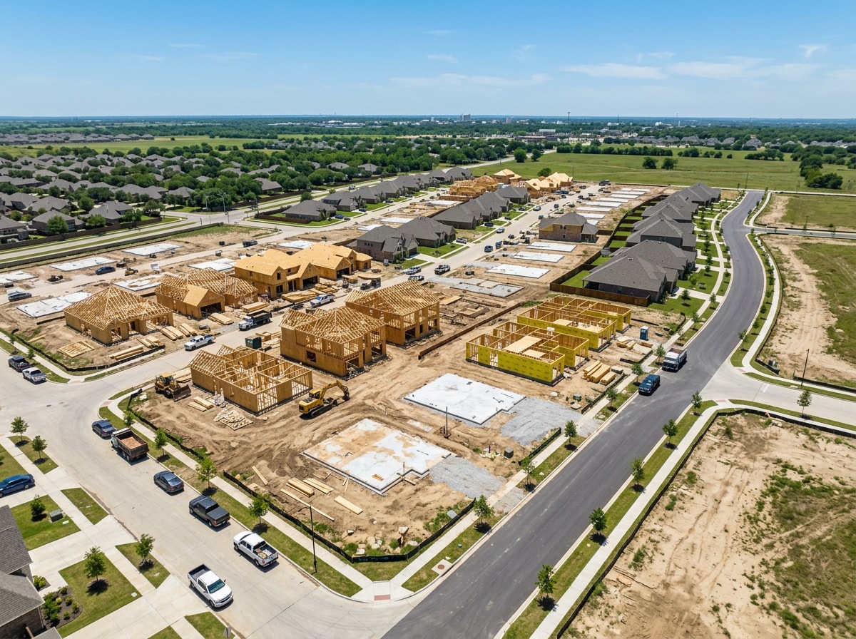 Map highlighting new construction communities and subdivisions near The Colony, Texas