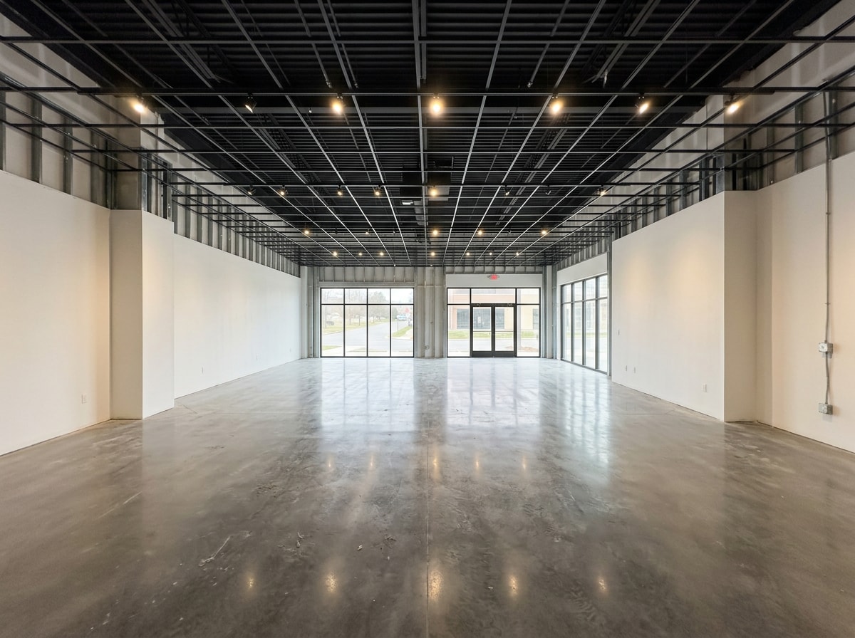 Interior of a finished retail shell space build-out in Allen, Texas