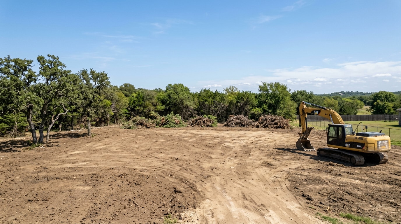 Freshly cleared building lot ready for construction in McKinney, TX