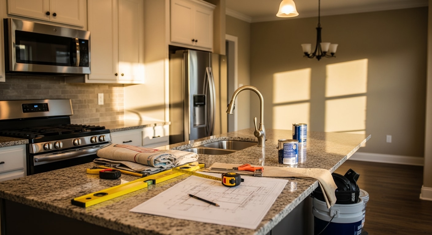 General contractor team working on residential home remodeling project