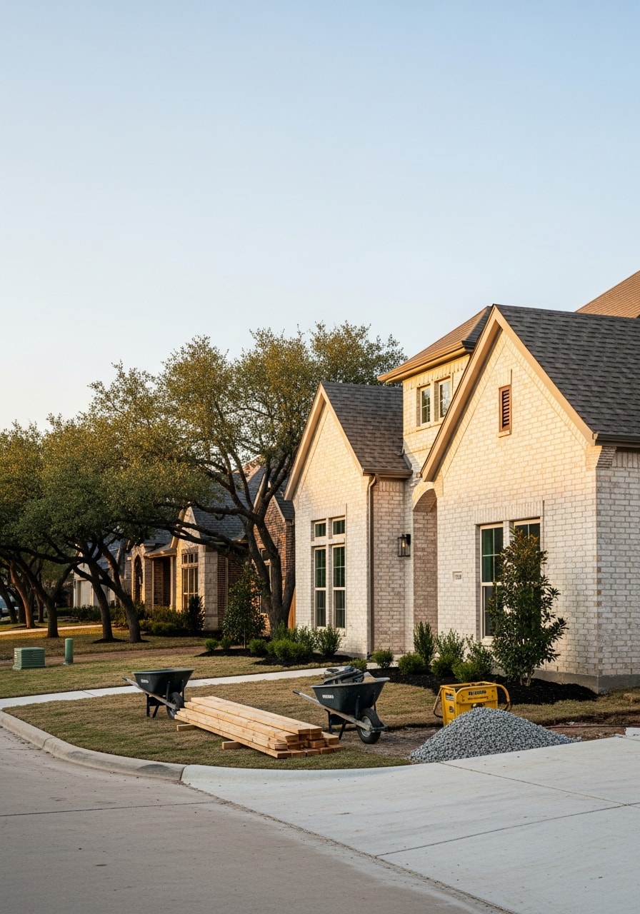 Allen contractor team posing in front of a completed residential project in a neighborhood setting.